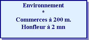 Zone de Texte: Environnement*Commerces  200 m.Honfleur  2 mn
